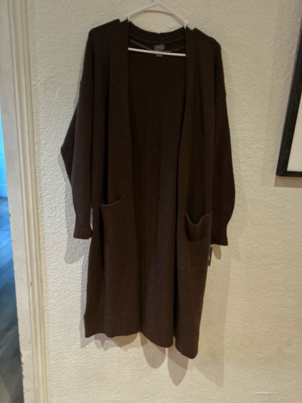 Auden Chocolate Brown Open-Front Long Cardigan